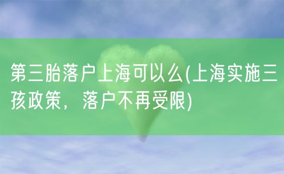 第三胎落户上海可以么(上海实施三孩政策，落户不再受限)