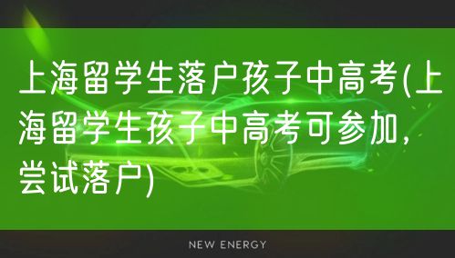 上海留学生落户孩子中高考(上海留学生孩子中高考可参加，尝试落户)