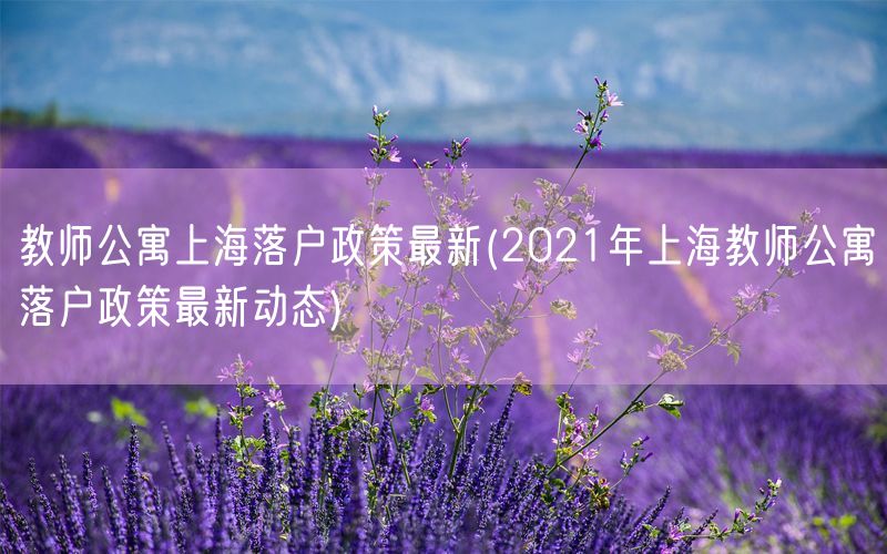 教师公寓上海落户政策最新(2021年上海教师公寓落户政策最新动态)