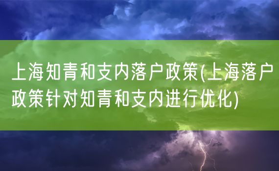 上海知青和支内落户政策(上海落户政策针对知青和支内进行优化)