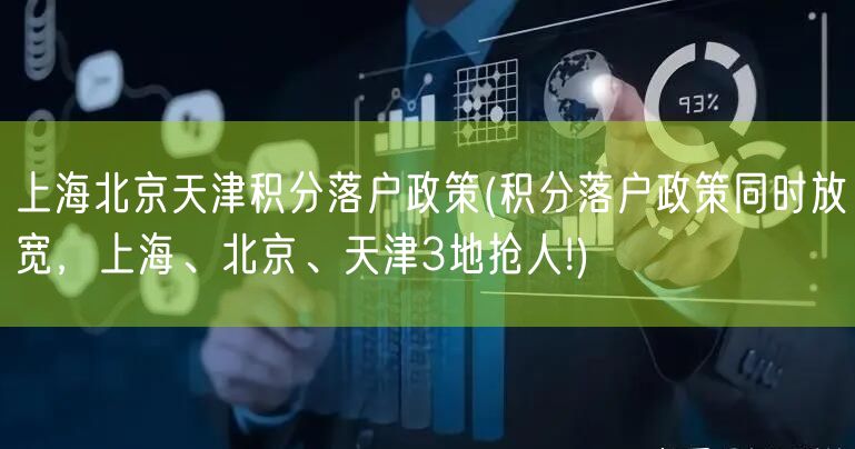 上海北京天津积分落户政策(积分落户政策同时放宽，上海、北京、天津3地抢人!)