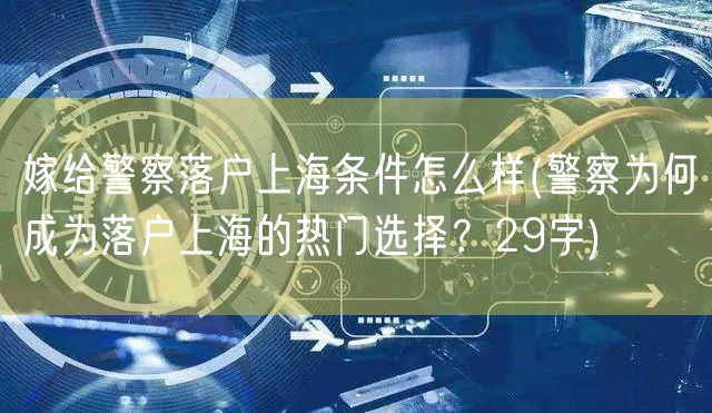 嫁给警察落户上海条件怎么样(警察为何成为落户上海的热门选择？29字)