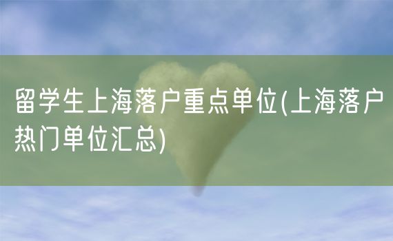 留学生上海落户重点单位(上海落户热门单位汇总)