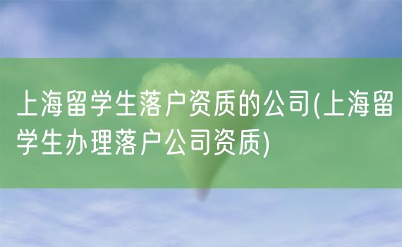 上海留学生落户资质的公司(上海留学生办理落户公司资质)