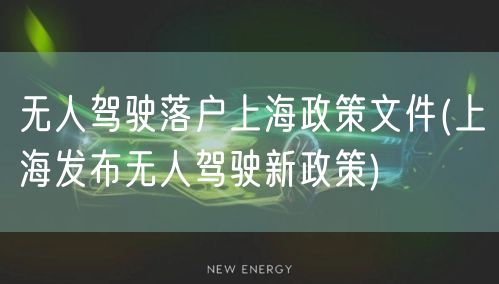 无人驾驶落户上海政策文件(上海发布无人驾驶新政策)