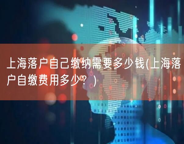 上海落户自己缴纳需要多少钱(上海落户自缴费用多少？)