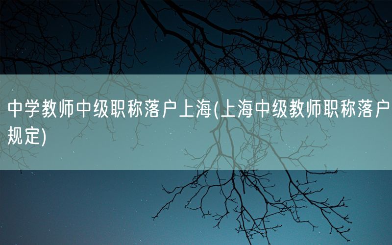 中学教师中级职称落户上海(上海中级教师职称落户规定)