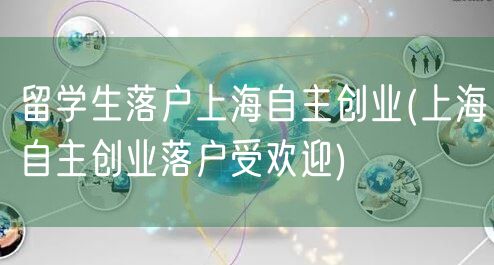 留学生落户上海自主创业(上海自主创业落户受欢迎)