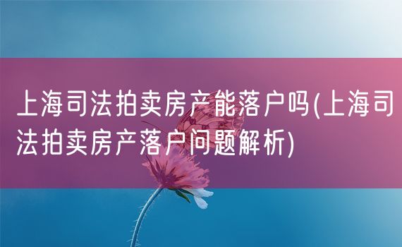 上海司法拍卖房产能落户吗(上海司法拍卖房产落户问题解析)