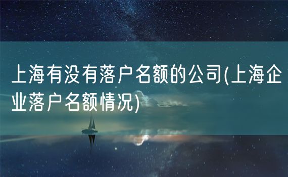 上海有没有落户名额的公司(上海企业落户名额情况)