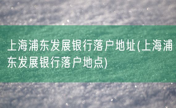 上海浦东发展银行落户地址(上海浦东发展银行落户地点)