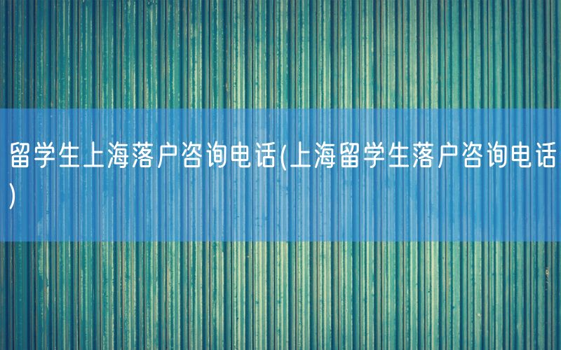 留学生上海落户咨询电话(上海留学生落户咨询电话)