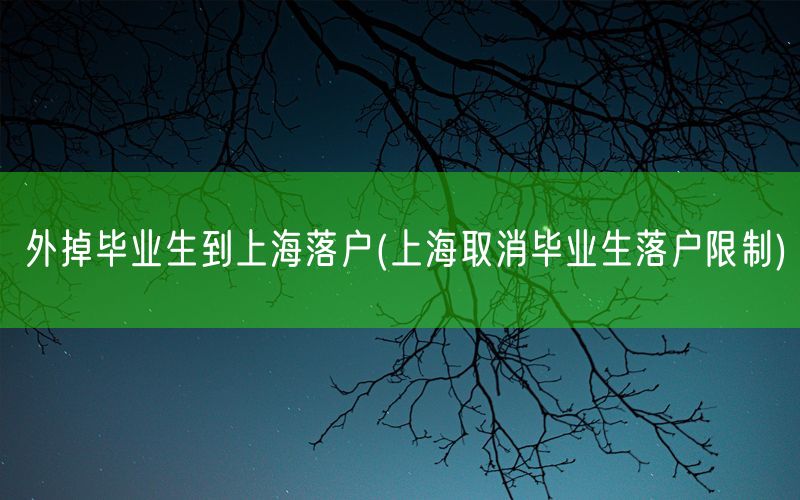 外掉毕业生到上海落户(上海取消毕业生落户限制)