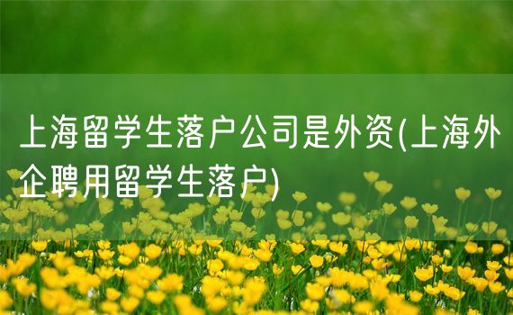 上海留学生落户公司是外资(上海外企聘用留学生落户)