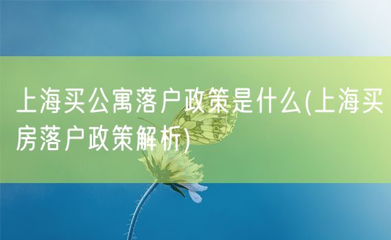 上海买公寓落户政策是什么(上海买房落户政策解析)