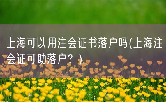 上海可以用注会证书落户吗(上海注会证可助落户？)