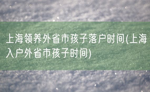 上海领养外省市孩子落户时间(上海入户外省市孩子时间)