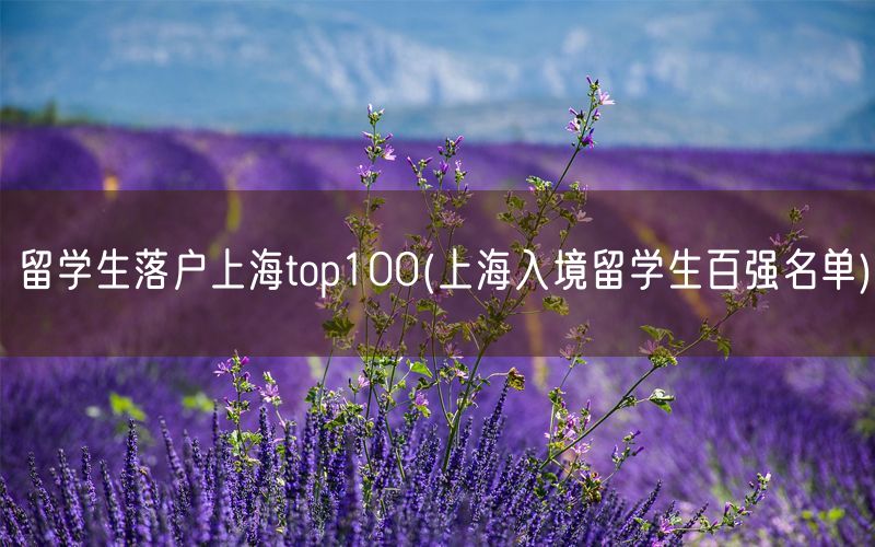 留学生落户上海top100(上海入境留学生百强名单)