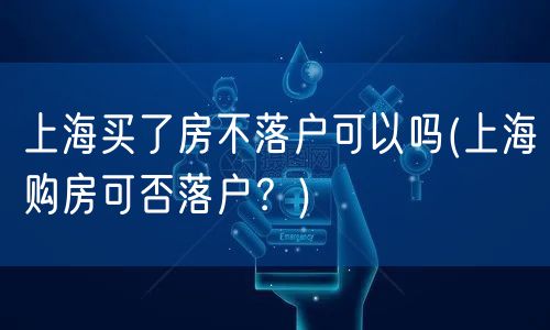 上海买了房不落户可以吗(上海购房可否落户？)