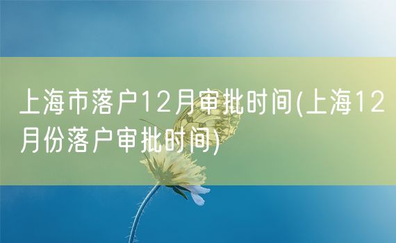 上海市落户12月审批时间(上海12月份落户审批时间)