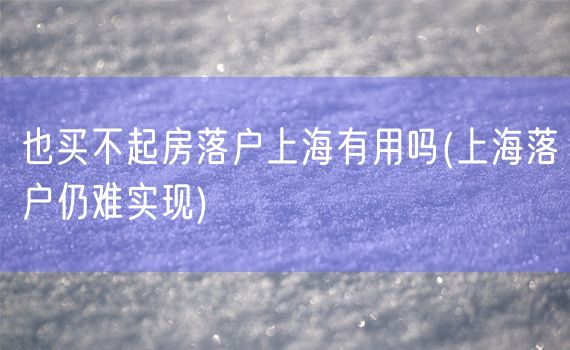 也买不起房落户上海有用吗(上海落户仍难实现)