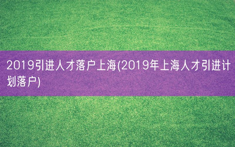 2019引进人才落户上海(2019年上海人才引进计划落户)