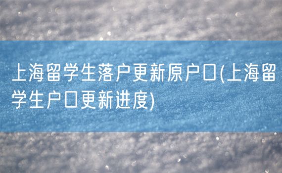 上海留学生落户更新原户口(上海留学生户口更新进度)