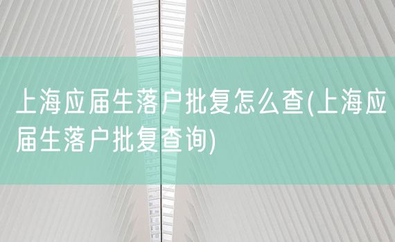 上海应届生落户批复怎么查(上海应届生落户批复查询)