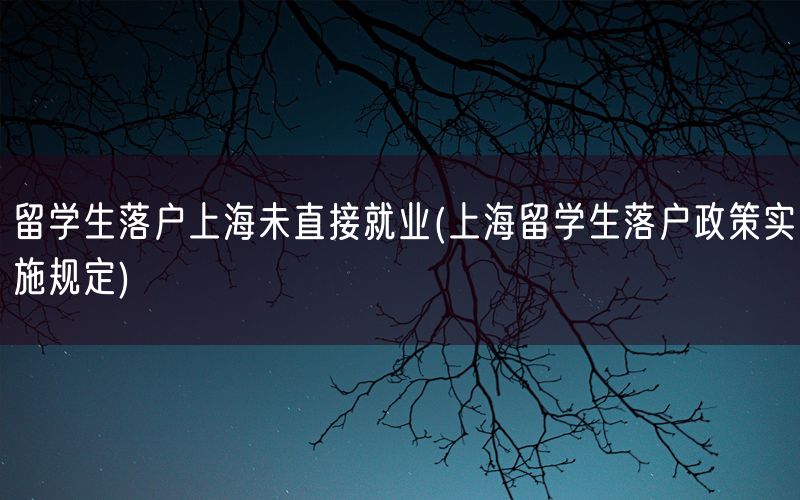 留学生落户上海未直接就业(上海留学生落户政策实施规定)