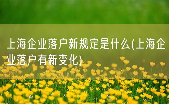 上海企业落户新规定是什么(上海企业落户有新变化)