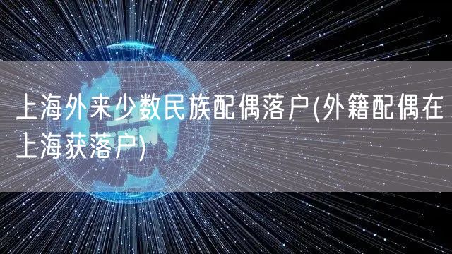 上海外来少数民族配偶落户(外籍配偶在上海获落户)