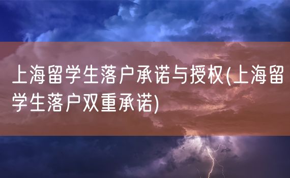 上海留学生落户承诺与授权(上海留学生落户双重承诺)