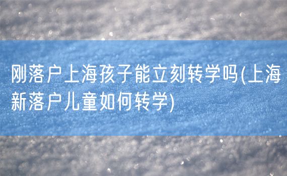 刚落户上海孩子能立刻转学吗(上海新落户儿童如何转学)