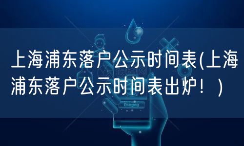 上海浦东落户公示时间表(上海浦东落户公示时间表出炉！)