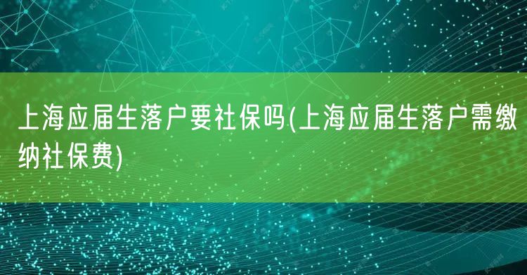 上海应届生落户要社保吗(上海应届生落户需缴纳社保费)