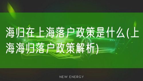 海归在上海落户政策是什么(上海海归落户政策解析)