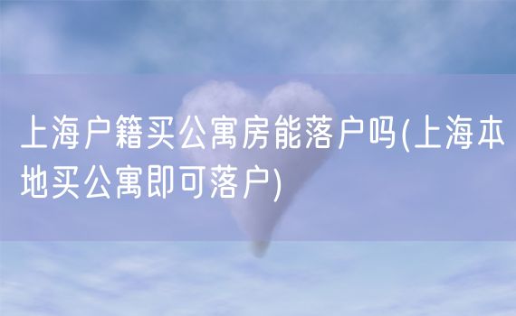 上海户籍买公寓房能落户吗(上海本地买公寓即可落户)