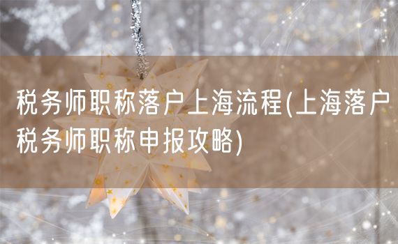 税务师职称落户上海流程(上海落户税务师职称申报攻略)