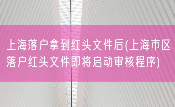 上海落户拿到红头文件后(上海市区落户红头文件即将启动审核程序)