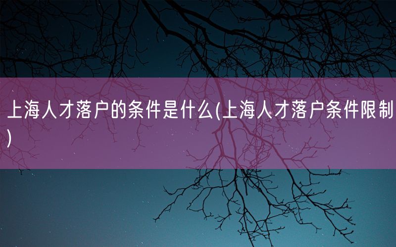 上海人才落户的条件是什么(上海人才落户条件限制)