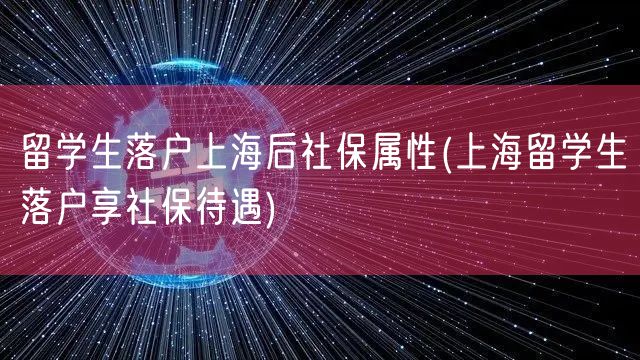 留学生落户上海后社保属性(上海留学生落户享社保待遇)