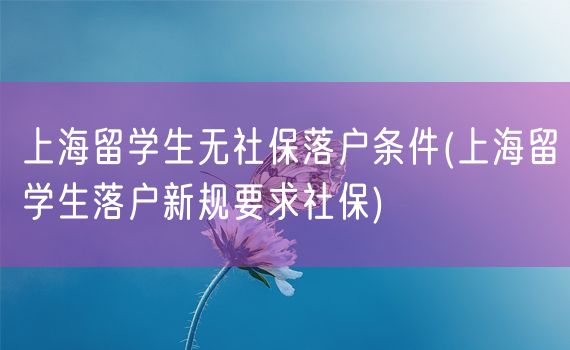 上海留学生无社保落户条件(上海留学生落户新规要求社保)