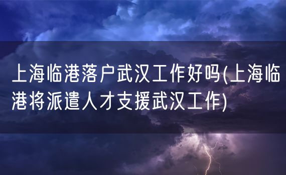 上海临港落户武汉工作好吗(上海临港将派遣人才支援武汉工作)