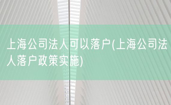 上海公司法人可以落户(上海公司法人落户政策实施)