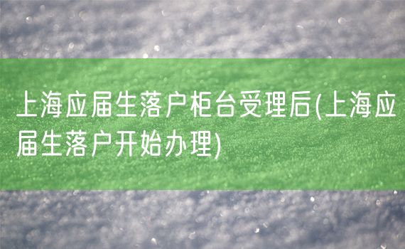 上海应届生落户柜台受理后(上海应届生落户开始办理)