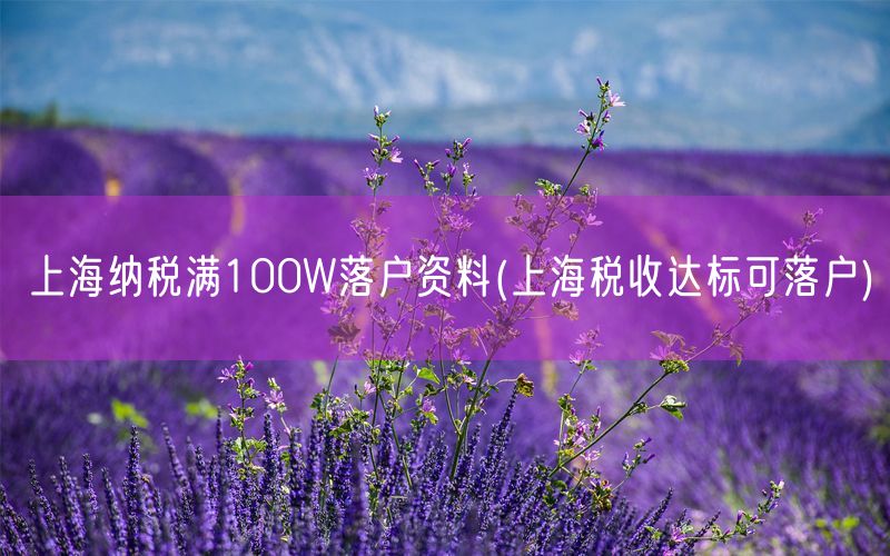 上海纳税满100W落户资料(上海税收达标可落户)