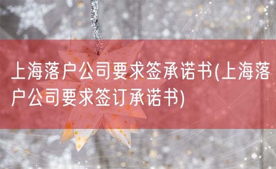 上海落户公司要求签承诺书(上海落户公司要求签订承诺书)