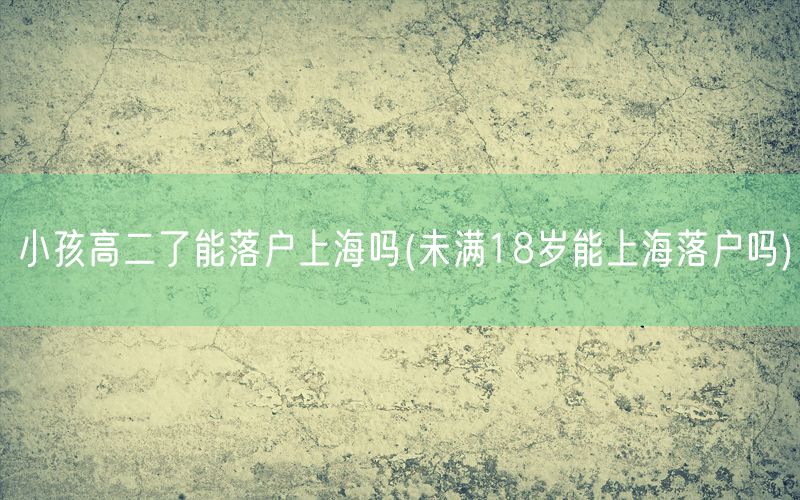 小孩高二了能落户上海吗(未满18岁能上海落户吗)