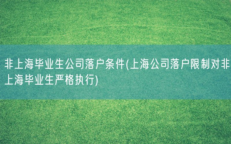 非上海毕业生公司落户条件(上海公司落户限制对非上海毕业生严格执行)