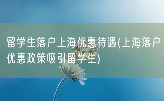 留学生落户上海优惠待遇(上海落户优惠政策吸引留学生)